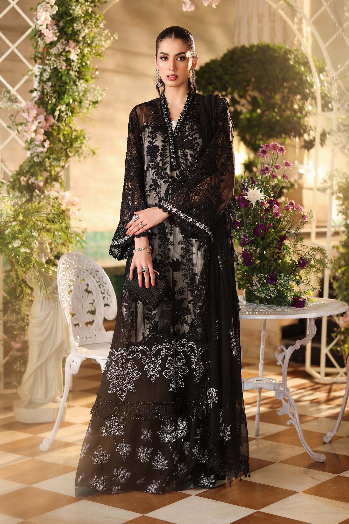 MARIA B Embroidered Chiffon